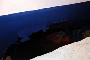 Split, March 22 2010 - damage of the stern of the "Tin Ujevic" after the hitting on the berth, in the port of Split