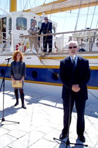 Dubrovnik, April 7 2010 - Capt. Mario Babić, State Secretary for the Sea in the Ministry of the Sea, Transport and Infrastructure at a ceremony in the Port of Gruz in front of the City Government opened the ceremony of the first school-sailing ship "Queen of the Sea" in the independent Republic of Croatia, which is aimed for training students of maritime schools and students of the Maritime University