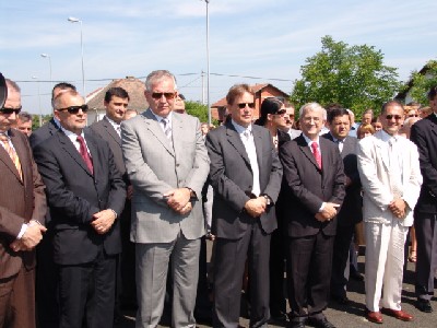 Premijer Sanader i ministar Kalmeta na otvorenju mosta u Jasenovcu