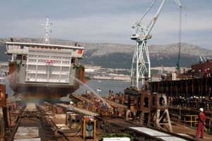 Split, 19. ožujka 2010. - porinuće novoizgrađenog broda za Jadroliniju u splitskom brodogradilištu