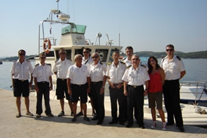 Šibenik, 2. kolovoza 2009. Posade i djelatnici Lučke kapetanije Šibenik nakon uspješno održane pomorske kontrole plovidbe