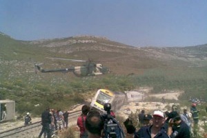 Rudine/Split, 24. srpnja 2009. evakuacija ozlijeđenih s mjesta iskliznuća vlaka iz kolosijeka