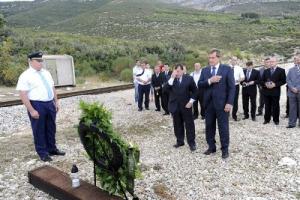 Rudine, July 23 2011 - Minister Kalmeta at the site of a tragic train accident laid a wreath in honor of the train accident victims in Rudine